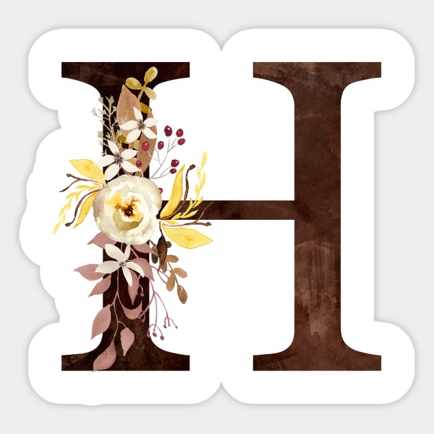 Floral Monogram H Lovely Autumn Foliage Sticker by floralmonogram